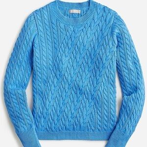 J. Crew Womens Diagonal Cable-Knit Sweater, Size XL, Blue Spring Sweater Chunky